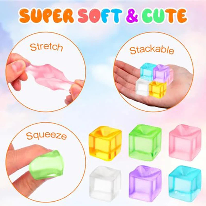 Square Ice Stress Ball | Soft Squishy Fidget Toy for ADHD and Autism Relief