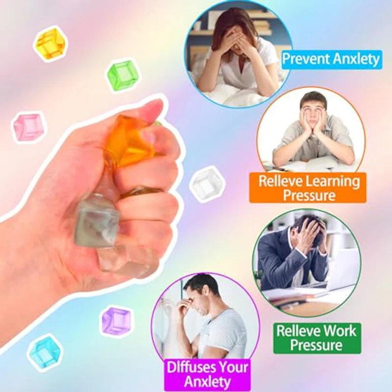 Square Ice Stress Ball | Soft Squishy Fidget Toy for ADHD and Autism Relief