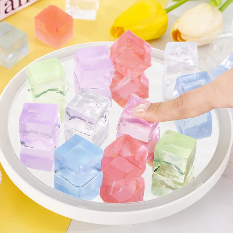 Square Ice Stress Ball | Soft Squishy Fidget Toy for ADHD and Autism Relief